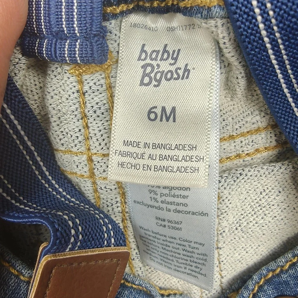 OshKosh B'gosh Jeans Boys Size 3-6 Months Blue Ankle Suspenders Knit Denim New